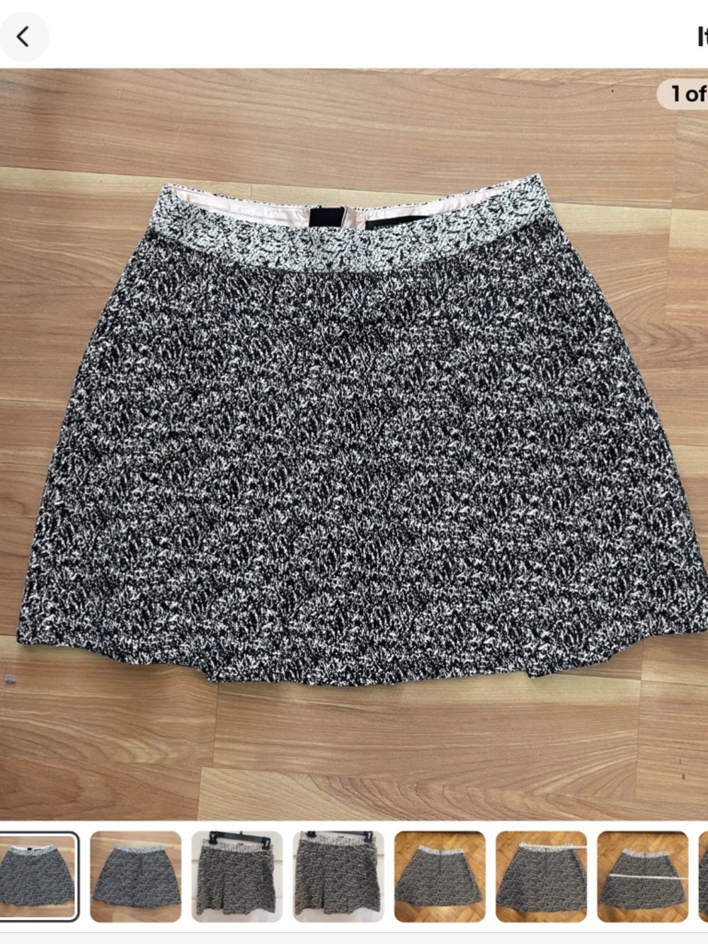 Banana republic white and black twill lined pleated skirt size 2p